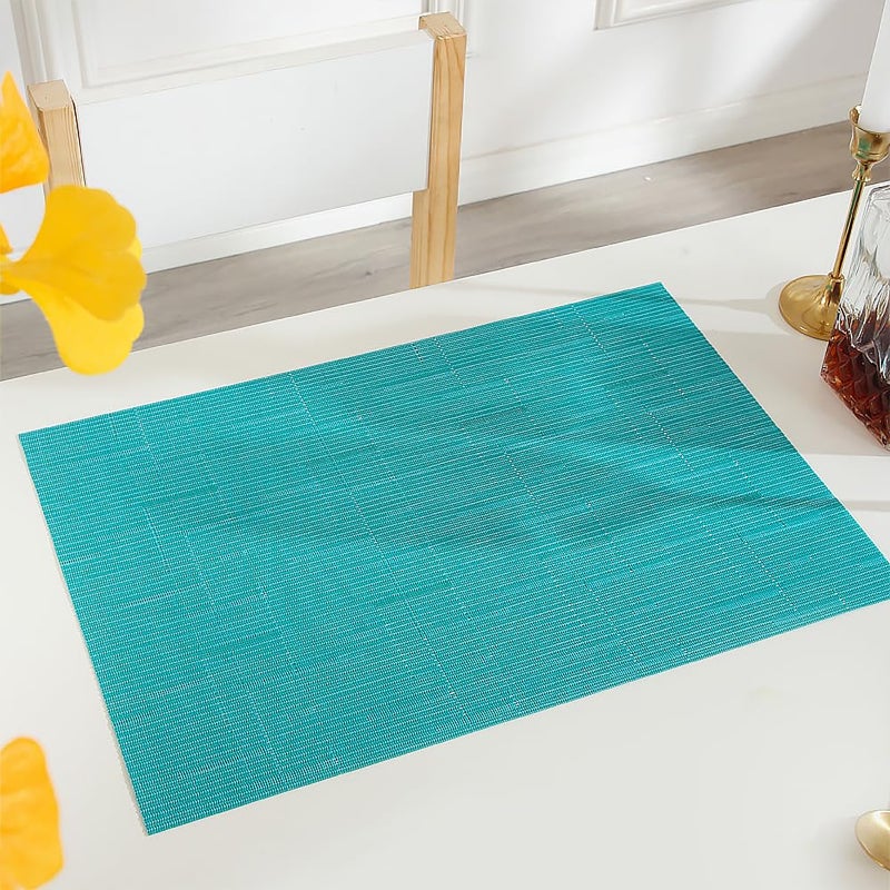 PIGCHCY Placemats,Washable Durable Vinyl Woven Table Mats,Elegant Heat Resistant Placemats for Dining Table Set of 6 (18 x 12 inches, Turquoise) - Image 4